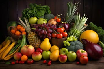 A variety of fruits and vegetables. Generative AI