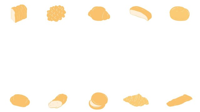 Buns, toast, croissant, bagels, waffle, baguette, and soft bread collection