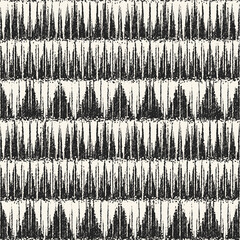 Monochrome Ikat Effect Textured Ornate Striped Pattern