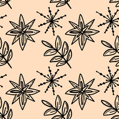 Abstract graphic drawing of nature. Seamless pattern background.