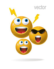 A group of icons. Cute, yellow smiling faces. Self-expression and emotions in various situations.
3d vector illustration