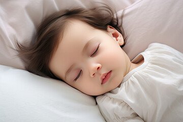 Obraz na płótnie Canvas a cute baby child sleeps on a white pillow