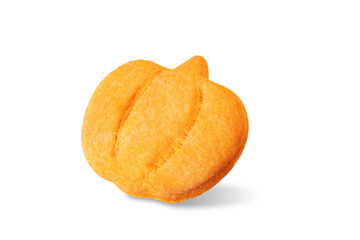 Orange cookies in the form of pumpkin for Halloween on a white isolated background