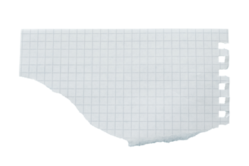 close up of a white ripped piece of ragged checkered paper background with copyspace. torn paper transparent png