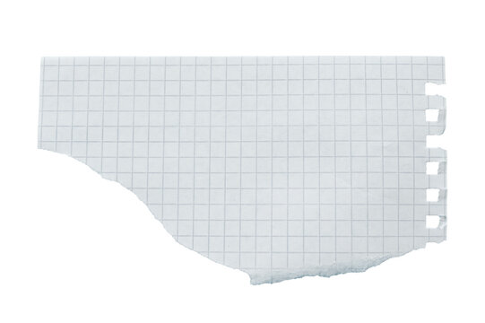 close up of a white ripped piece of ragged checkered paper background with copyspace. torn paper transparent png
