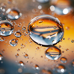 Water bubbles close-up. Blue air bubbles in the liquid. Cleansing and the use of cosmetics. Illustration of foam bubbles
