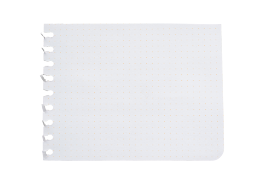 close up of a white ripped piece of ragged checkered paper background with copyspace. torn paper transparent png