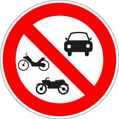 Panneau routier français: Accès interdit aux véhicules à moteur	