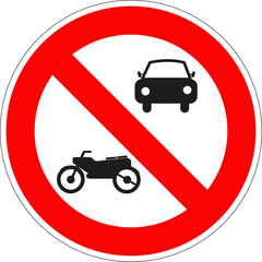 Panneau routier français: Accès interdit aux véhicules à moteur sauf cyclomoteurs	 - obrazy, fototapety, plakaty