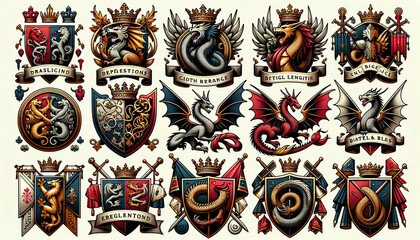 Medieval-Inspired Coat of Arms Icon Collection