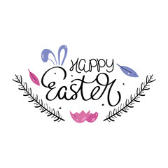 Hand Drawn Happy Easter Calligraphy Text Vector Design.