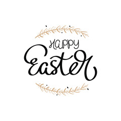 Hand Drawn Happy Easter Calligraphy Text Vector Design.
