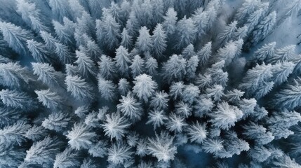 Generative AI, Misty winter fir forest beautiful landscape in hipster vintage retro style, evergreen trees with show
