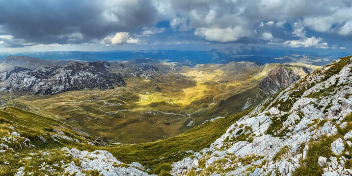 Summer Panoramic Mountain Landscape In Durmitor Montenegro