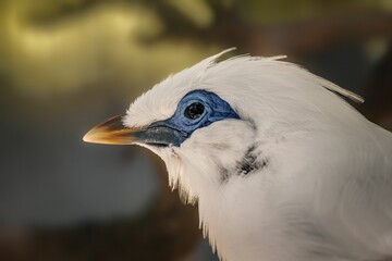 Close-up shot of a Bali myna bird.