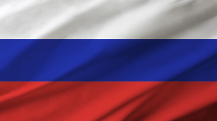 Russian flag background with waving fabric texture