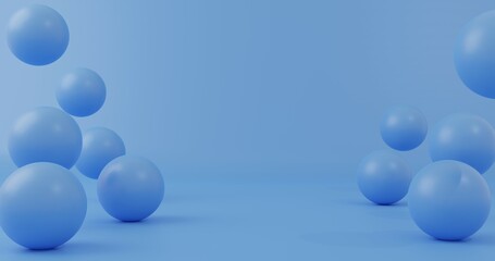 blue balls bouncing 3d rendered