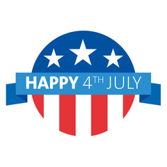4th July icon badge. USA Independence Day.