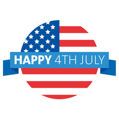 4th July icon badge. USA Independence Day.
