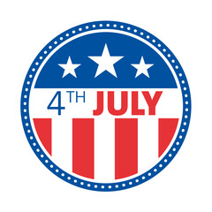 4th July icon badge. USA Independence Day.