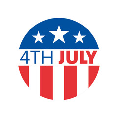 4th July icon badge. USA Independence Day.