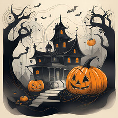 Fototapeta premium Halloween House