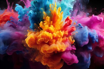 Vibrant burst of colorful powder. Generative AI