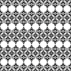 Seamless ethnic pattern in Aztec tribal style with geometric stripe. Native American motif design for fabric, textile, clothing, carpet, ikat, batik, embroidery, background. Black and white colors.