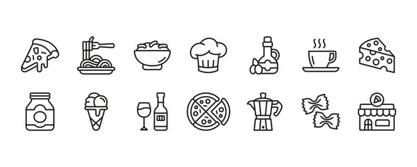 Italian Food Icon Set. Vector Graphic Illustration