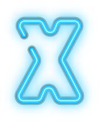 Blue neon light effect uppercase alphabet X