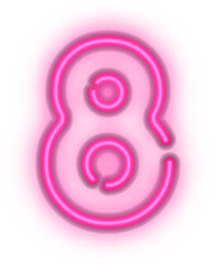 Pink neon light effect number typography design