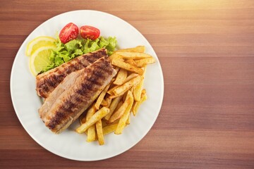 Fresh tasty fish dish with herbs