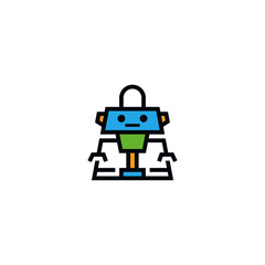 Robot and shopping package logo design.