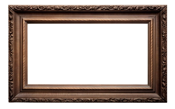 3D wooden ornate antique picture frame isolated over a transparent background