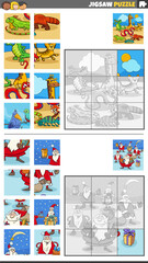 jigsaw puzzle games set with Christmas characters and animals