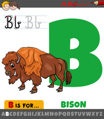 letter B from alphabet with cartoon bison animal © Igor Zakowski