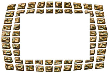 Destroyed and grunge metal- photo frame. 3d illustration