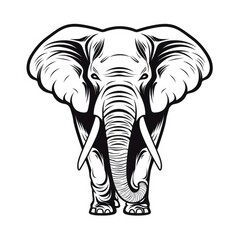 Elephant logo, black and white, AI generated Image