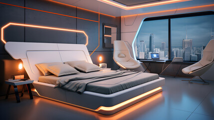 Minimal Modern Futuristic RGB Bedroom
