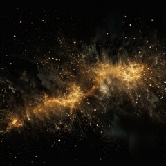 Obraz premium Golden Particles on Black Background