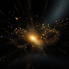 Golden Particles on Black Background