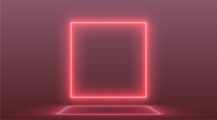 Abstract background with red neon square