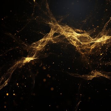 Golden Particles on Black Background