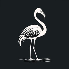 Flamingo logo, black and white, AI generated Image