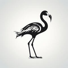Fototapeta premium Flamingo logo, black and white, AI generated Image