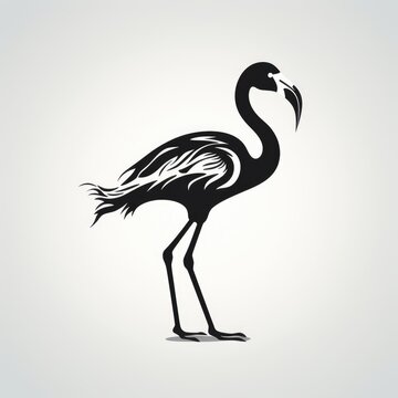 Flamingo logo, black and white, AI generated Image