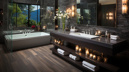 Luxurious master bathroom with a double vanity