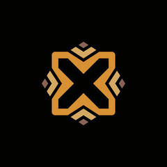 Ornament cross the batik. Letter X, Ambigram, unique and elegant.