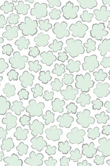Pattern with green flowers on isolated white background