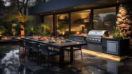 Modern and sleek outdoor kitchen